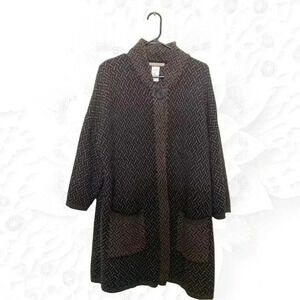 Chiaramente Sweater Heavy Thick Brown Black 70%  Wool High Collar 3/4 Sleeves